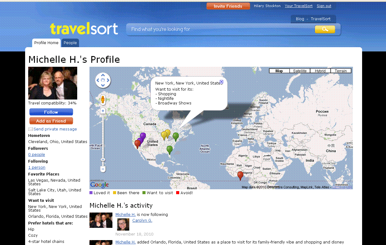 Michelle H's TravelSort profile